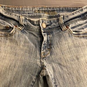 AE ARTIST Faded Fringed Distressed Bootcut Jeans